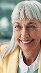 Smile, thinking and business woman in office for event planning, insight or problem solving. Reflection, mature person and organizer in workplace for venue coordination, idea and vision with decision