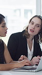 Corporate, laptop and business people in meeting for finance proposal, investment decision and planning. Office, boardroom and workers on computer for research, audit review and financial report