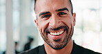 Smile, professional and face of businessman in office with confidence for finance career. Happy, pride and portrait of male financial manager with company about us at workplace in Australia. 