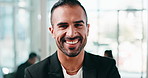 Happy, about us and face of businessman in office with confidence for finance career. Smile, professional and portrait of male financial manager with pride for company at workplace in Australia.