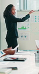 Investor, presentation and woman in meeting, charts for investment strategy or finance planning. Business people, trader or employees in office, talking or graphs for profit increase or data analysis