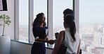 Business, greeting or people in workplace with handshake, hello or meeting for b2b deal. Networking, welcome or employees in agency with introduction, agreement or opportunity for partnership.