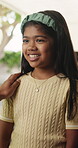 Talking, smile and support with child in family home for parent advice, bonding and discussion. Communication, teaching and connection with girl and person in apartment for trust, security and care