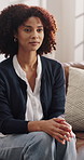 Psychology, talking and woman on sofa in counseling for divorce grief, life transition and advice. Mental health, recovery or patient with discussion in CBT for support, healing or emotional wellness