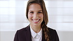Face, business and woman in company, smile and confident financial consultant with ambition. Portrait, happy person and wealth advisor, about us and professional worker in office in New Zealand