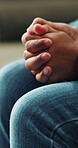 Psychology, hands or child with anxiety, mental health or self soothing for trauma in therapy session. Nervous, fingers fidget and anxious kid with depression, stress management or sad in counseling.