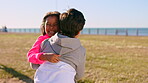 Travel, face or children on field with fun, childhood holiday or bonding together on weekend break. Friends, boy or girl in park with happiness, youth vacation or peer connection in outdoor getaway.