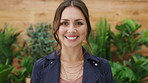 Face, plants and business woman in office for ecology, environmental consultant and worker. Professional, green advisor and portrait of confident person, eco friendly or sustainability in Germany
