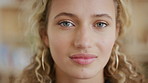 Face, skincare and woman with glow, natural beauty and shine with aesthetic for self care. Portrait, dermatology and person with cosmetics for skin texture, health or wellness for cosmetology in home