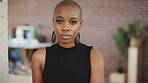 Fashion, face or black woman in office with pride, experience or job as clothing specialist. Portrait, coworking or designer in workplace with confidence, stylist or ambition in creative industry.