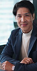 Smile, professional and face of businessman in office with confidence for finance career. Happy, job and portrait of male financial manager with pride for company about us at workplace in Japan.