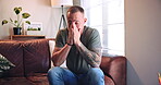Mental health, soldier and man with stress in clinic, trauma counseling or anxiety support for wellness. Therapy, ptsd consultation or war veteran with fear for memories, emotional help or psychology