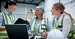 Meeting, robotics and women on tech in facility for machine design, inspection and software configuration. Automation, team and people on tech for system diagnostics, assembly line and engineering
