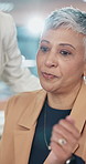 Meeting, brainstorming and business woman in office for feedback, collaboration or teamwork. Group, creative advice and cooperation with speaking, training or project management for pitch or proposal