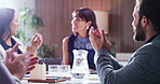 Meeting, applause and staff with discussion in office, promotion and support for career development. Teamwork, clapping and happy people with congratulations for milestone, achievement and speaking
