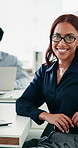 Face, business and woman with laptop in meeting for research, finance report and bookkeeping. Portrait, female person or pc for budget review, financial audit and risk management at investment agency