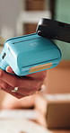 Pos, phone and people in store, hands and payment for transactions, ecommerce and fintech. Closeup, entrepreneur and customer in shop, wireless transaction and scan with NFC for banking and discount