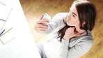 Woman, selfie and pout at office with smile for web post, break and funny face on social media. Person, smartphone and above for photography, profile picture and happy with kiss at startup agency