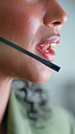 Call center, talking or woman with microphone for customer care, consulting online or advice hotline. Speaking, help desk or virtual assistant with tech support for troubleshooting, closeup or smile