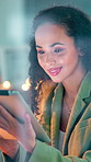 Typing, tablet or businesswoman in office at night, risk assessment or loan application evaluation. Glass, tech or credit analyst with late review for applicant financial status, bokeh or smile