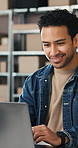Businessman, typing and boxes with laptop for supply chain, online order or schedule in logistics. Man, employee or distributor with computer for inventory, stock control or small business startup