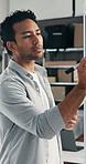 Writing, man and logistics with tablet for delivery, distribution or quality control for ecommerce. Small business, warehouse and supply chain owner for planning, shipping or supplier checklist