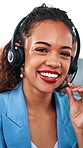 Face, smile and woman in call center for help desk, coworking or language translation. Headset, contact us and portrait of funny consultant, multilingual support and laugh for customer service