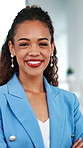 Face, businesswoman and smile in office with arms crossed, career development or public relations job. Confident, female person and happy in workplace with brand management, PR experience or about us