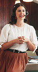 Business, woman and talking on headset in office for client query, finance planning or credit limit. Microphone, financial advisor and happy with investment advice, customer service or explain policy