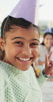 Face, happy and kid with selfie at party for photography, social media post and birthday event. Portrait, child and peace sign for profile picture update, celebration blog and memory of gathering