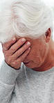 Senior, sad woman and patient with bad news in hospital for cancer diagnosis, risk or results. Disappointed, elderly or female person with depression for negative report, fail or treatment rejection