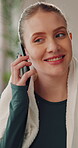 Fitness, phone call and smile with woman in studio for discussion, health chat and relax. Wellness club, communication and exercise conversation with person and mobile for break, listen and contact