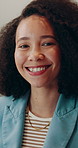 Woman, face and coordinator with tablet in office for project management in creative agency. Portrait, female person and digital tech with smile, agenda proposal and performance review in workplace