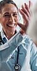 High five, old man and doctor in hospital, smile and celebration for recovery, wellness and treatment. Gesture, medical service or professional in clinic, patient or excited for healing or healthcare