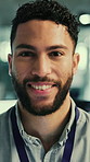 Tablet, smile and face of businessman in office with research for website development with project. Digital technology, portrait and male engineer with feedback on software assignment in workplace.