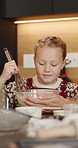 Christmas, mother and child in kitchen with baking mixture, tradition and bonding for festive season. Woman, help and daughter learning recipe in home with bowl, whisk and dessert for xmas holiday.