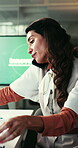 Phone call, series and chat with business woman in office for networking, schedule manager and contact. Communication, planning and conversation with mature person in agency as virtual consultant