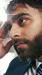 Stress, finance and businessman with worry in office for bankruptcy, financial crisis and debt. Corporate, mistake and person frustrated for investment fail, stock market crash and trading fraud