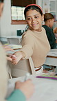 Children, students and secret notes in classroom with message, assistance and discreet interaction. Smile, kids and reading letter for hidden chat, confidential information and learning distraction