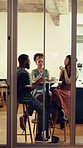Friendship, coffee or people in cafe with snacks, conversation or bonding together on weekend break. Discussion, cookies or group with warm beverage, connection or hangout in healthy relationship.