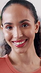 Happy, relax and face of woman in home with comfort, chilling or peaceful morning on weekend. Smile, calm and portrait of female person in living room with break for wellness at apartment in Brazil.
