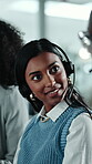 Discussion, teamwork and woman with headset in call center, telemarketing advice and help for sales pitch. Smile, conversation and people with planning for lead generation, tech and closing deal tips