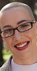 Face, smile and businesswoman outdoor with glasses for vision, real estate career and entrepreneurship. Happy, person and commute with spectacles for realtor opportunity, pride and job satisfaction.