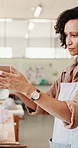 Preparation, logistic or woman in store with box, package check or stock control in creative startup. Distribution, inventory or mature owner with art parcel, supply or order review in small business