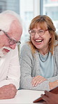 Financial advisor, old couple and documents for home, signature and asset management. Business agent, woman and senior man for insurance policy, writing or paperwork for pension checklist and smile