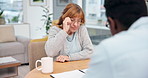 Woman, contract and signature with discussion for planning, consultation or help for deal. Financial advisor, documents and agreement with lawyer, mature client and law firm for report or paperwork