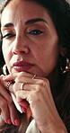 Woman, thinking and problem solving in office with stylus, planning and idea for web design project. Thoughtful, mature person and digital designer in business with tech, vision and site development.
