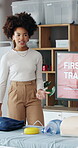 Woman, presentation and training with screen for first aid with teaching, advice and talk at office. Person, coach and guide at workshop with smile, monitor or explain info for emergency in workplace