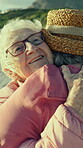 Beach, old women and hug on adventure in nature, retirement or happy for reunion on peaceful holiday. Outdoor, friends and elderly people on summer vacation, bonding and travel together on getaway