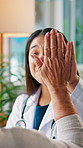 High five, consultation and doctor with senior woman in retirement home for good news on results. Happy, medical checkup and healthcare worker with elderly female patient at nursing facility.